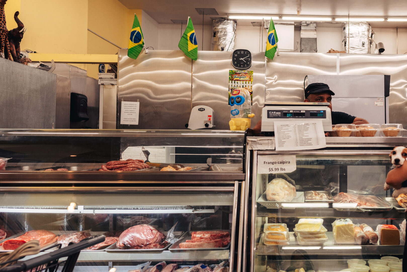 Brazilian butcher shop, Queens
Products and signage arranged behind the counter.